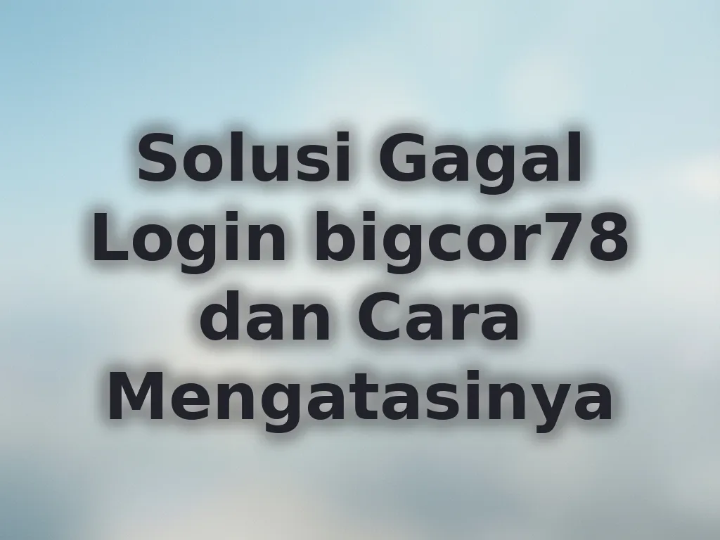 Solusi Gagal Login bigcor78 dan Cara Mengatasinya